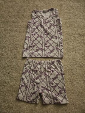 Kate Quinn Girls' Purple Floral Birds Tank & Short Pajama Set 5Y